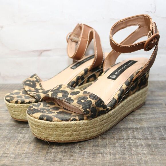 Steven by Steve Madden Kippie Leopard Wedge Heel Platform Sandal Size 6M - Picture 1 of 7